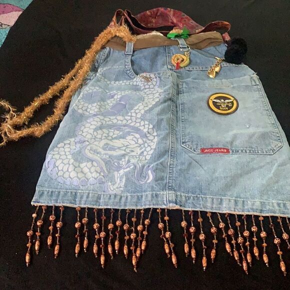 BOHO Vintage Retro DIY JNCO Jeans purse Recycled Repurposed - Picture 1 of 13